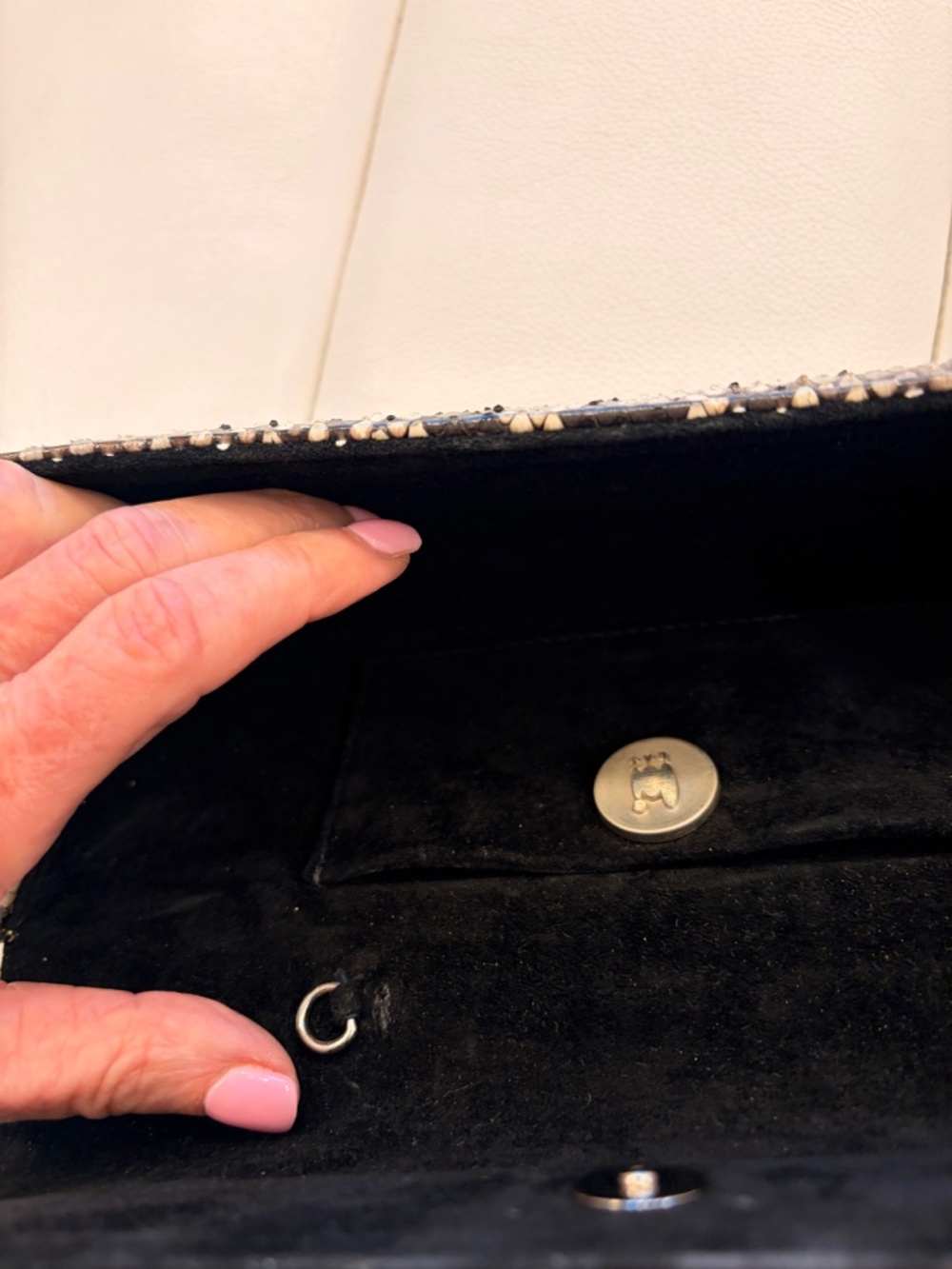 Genuine Python Brn/Creme skin clutch bag - Picture 3 of 5